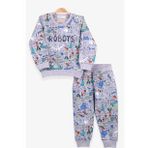 Breeze Erkek Bebek Eşofman Takımı Baskılı Desenli Gri (6 Ay-2 Yaş)