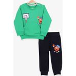 Breeze Erkek Bebek Eşofman Takımı Baskılı Yeşil (9 Ay-3 Yaş) - 1 Yaş