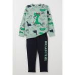 Breeze Erkek Bebek Eşofman Takımı Dinozor Baskılı 9 Ay-3 Yaş, Su Yeşili - 1 Yaş
