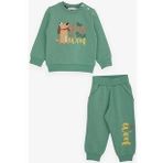 Breeze Erkek Bebek Eşofman Takımı Şaşkın Köpekcik Baskılı 9 Ay-3 Yaş, Mint Yeşili
