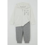 Breeze Erkek Bebek Eşofman Takımı Sevimli Kaplancık Baskılı 6 Ay-1.5 Yaş, Ekru - 9 Ay