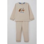 Breeze Erkek Bebek Eşofman Takımı Sevimli Köpekçik Nakışlı 9 Ay-3 Yaş, Krem