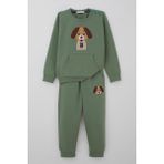 Breeze Erkek Bebek Eşofman Takımı Sevimli Köpekçik Nakışlı Kanguru Cepli 9 Ay-3 Yaş, Mint Yeşili - 1 Yaş