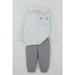 Breeze Erkek Bebek Eşofman Takımı Sevimli Kuzucuk Baskılı 6 Ay-1.5 Yaş, Ekru - 9 Ay