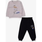 Breeze Erkek Bebek Eşofman Takımı Yarış Temalı Bej Melanj (9 Ay-3 Yaş) - 1 Yaş