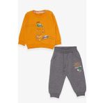 Breeze Erkek Bebek Eşofman Takımı Yarış Temalı Hardal Sarı (9 Ay-3 Yaş)