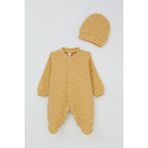 Breeze Erkek Bebek Patikli Tulum Minik Geometrik Desenler 0-9 Ay, Hardal Sarı - 4 Ay