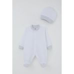 Breeze Erkek Bebek Patikli Tulum Nokta Desenli 0-6 Ay, Beyaz - 4 Ay
