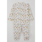 Breeze Erkek Bebek Pijama Takımı Bebek Hayvanat Bahçesi 4 Ay-1 Yaş, Ekru - 6 Ay