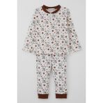 Breeze Erkek Bebek Pijama Takımı Bebek Sevimli Ayıcık Desenli 4 Ay-1 Yaş, Ekru - 6 Ay