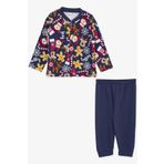 Breeze Erkek Bebek Pijama Takımı Kurabiye Desenli Yılbaşı Temalı 4 Ay-1 Yaş, Koyu Mavi