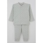 Breeze Erkek Bebek Pijama Takımı Mini Üçgenler Desenli Önden Çıtçıtlı 4 Ay-1 Yaş, Su Yeşili - 9 Ay