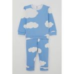 Breeze Erkek Bebek Pijama Takımı Omuzdan Patlı Bulut Desenli 4 Ay-1 Yaş, Mavi