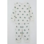 Breeze Erkek Bebek Pijama Takımı Omuzdan Patlı Macera Temalı Küçük Kaşif 4 Ay-1 Yaş, Ekru