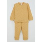 Breeze Erkek Bebek Pijama Takımı Omuzdan Patlı Mini Geometrik Şekiller 4 Ay-1 Yaş, Hardal Sarı