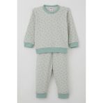 Breeze Erkek Bebek Pijama Takımı Omuzdan Patlı Mini Üçgenler Desenli 4 Ay-1 Yaş, Su Yeşili