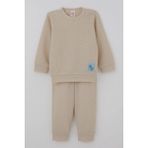 Breeze Erkek Bebek Pijama Takımı Omuzdan Patlı Sevimli Fil Armalı 4 Ay-1 Yaş, Taş