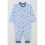Breeze Erkek Bebek Pijama Takımı Sevimli Ayıcık Figürlü Yıldız Desenli 4 Ay-1 Yaş, Mavi