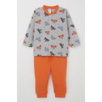 Breeze Erkek Bebek Pijama Takımı Sevimli Renkli Tilkicikler 4 Ay-1 Yaş, Gri