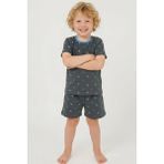 Breeze Erkek Bebek Şortlu Pijama Takım Renkli Dinozor Desenli 9 Ay-3 Yaş, Antrasit - 1,5 Yaş