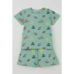 Breeze Erkek Bebek Şortlu Pijama Takımı Galaksi Macerası Temalı 9 Ay-3 Yaş, Su Yeşili