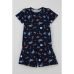 Breeze Erkek Bebek Şortlu Pijama Takımı Galaksi Temalı Astronot Desenli 9 Ay-3 Yaş, Lacivert - 1,5 Yaş