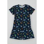 Breeze Erkek Bebek Şortlu Pijama Takımı Uzay Temalı Astronot Dinozor Desenli 9 Ay-3 Yaş, Lacivert