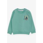 Breeze Erkek Bebek Sweatshirt Kaykaycı Baskılı 9 Ay-3 Yaş, Mint Yeşili