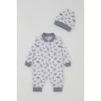Breeze Erkek Bebek Tulum Uzay Temalı Minik Astronot Desenli 0-6 Ay, Beyaz - 4 Ay
