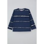 Breeze Erkek Bebek Uzun Kollu Tişört Patlı Batik Çizgi Desenli 9 Ay-3 Yaş, Lacivert - 1,5 Yaş