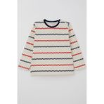 Breeze Erkek Bebek Uzun Kollu Tişört Patlı Minimal Marin Çizgili 9 Ay-3 Yaş, Krem - 1 Yaş