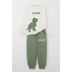 Breeze Erkek Çocuk Eşofman Takım Harika Dinozor Baskılı 1.5-5 Yaş, Ekru - 1,5 Yaş