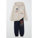 Breeze Erkek Çocuk Eşofman Takım Havalı Köpekçik Baskılı 1.5-5 Yaş, Bej - 1,5 Yaş
