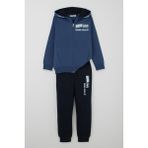 Breeze Erkek Çocuk Eşofman Takım Kapüşonlu Yazı Baskılı Cepli 8-14 Yaş, Indigo - İndigo - 9 Yaş