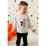 Breeze Erkek Çocuk Eşofman Takımı Rakam Nakışlı Bej Melanj (1.5-5 Yaş) - 1,5 Yaş
