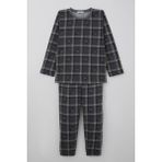 Breeze Erkek Çocuk Pijama Takımı Dinozor Krallığı Ekose Desenli 4-8 Yaş, Gri - 5 Yaş