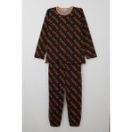 Breeze Erkek Çocuk Pijama Takımı Oyun Zamanı Küçük Oyuncu Yazılı 9-12 Yaş, Koyu Kahve - 10 Yaş