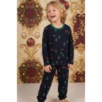 Breeze Erkek Çocuk Pijama Takımı Yılbaşı Temalı Çam Ağacı Desenli 4-8 Yaş, Lacivert - 4 Yaş