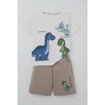 Breeze Erkek Çocuk Şortlu Takım Dinozor Macerası 1-4 Yaş, Ekru - 1,5 Yaş