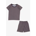 BREEZE GİRLS & BOYS Erkek Bebek Şortlu Pijama Takımı Gülenyüz Meşe Palamutu Desenli 9 Ay-3 Yaş, Vizon