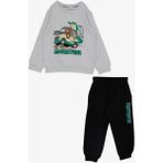 Breeze Girls & Boys Erkek Çocuk Eşofman Takımı Maceracı Hayvancıklar Baskılı 1.5-5 Yaş, Açık Gri Melanj - 1,5 Yaş