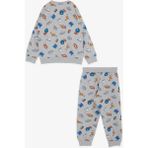 Breeze Girls & Boys Erkek Çocuk Eşofman Takımı Okul Temalı 1.5-5 Yaş, Gri Melanj - 2 Yaş