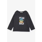 BREEZE GİRLS & BOYS Erkek Çocuk Uzun Kollu Tişört Şapkalı Havalı Aslancık Baskılı 1-4 Yaş, Koyu Gri Melanj