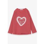 Breeze Gülkurusu 5-10 Yaş Simli Kalp Baskılı Kız Çocuk Uzun Kollu T-shirt