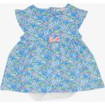 Breeze Kız Bebek Elbise Zıbınlı Çiçek Desenli Fiyonklu 9 Ay-3 Yaş, Mavi - 1,5 Yaş
