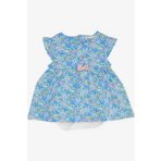 Breeze Kız Bebek Elbise Zıbınlı Çiçek Desenli Fiyonklu 9 Ay-3 Yaş, Mavi