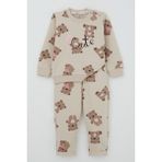 Breeze Kız Bebek Eşofman Takım Mutlu Ayıcık Desenli 6 Ay-2 Yaş, Bej