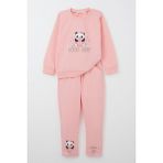 Breeze Kız Bebek Eşofman Takım Mutlu Pandacık Baskılı 9 Ay-3 Yaş Pembe Casual Temalı - 2 Yaş