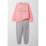 Breeze Kız Bebek Eşofman Takım Prenses Yazı Nakışlı 9 Ay-3 Yaş, Pembe - 1 Yaş