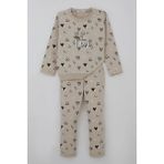 Breeze Kız Bebek Eşofman Takımı Kalp Desenli 9 Ay-3 Yaş, Bej - 2 Yaş